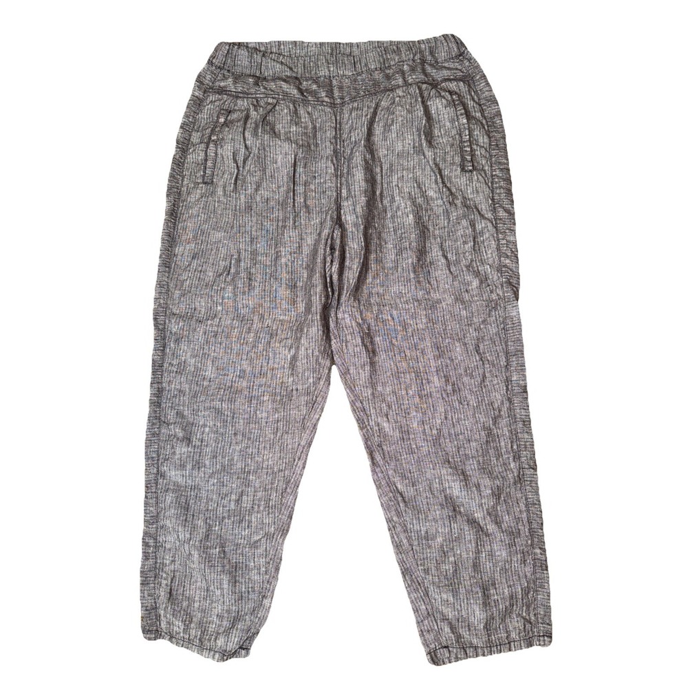 Hei Hei Anthropologie Women's M Gray 100% Linen Pants Pockets Boho Cropped Beach